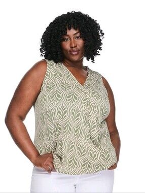 Lane Bryant Plus Size V Neck Stretchy Size 6X Sleeveless Pleated Top – NWT